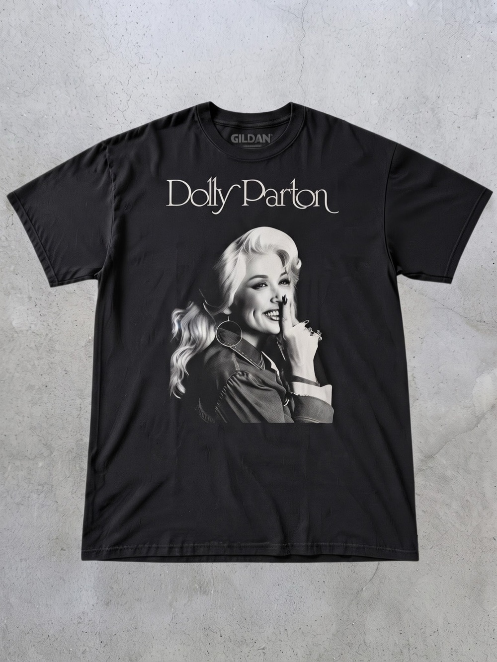 Gildan Black Dolly Parton Portrait Graphic Tee